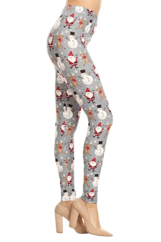 Dancing Santa Friends Christmas Leggings