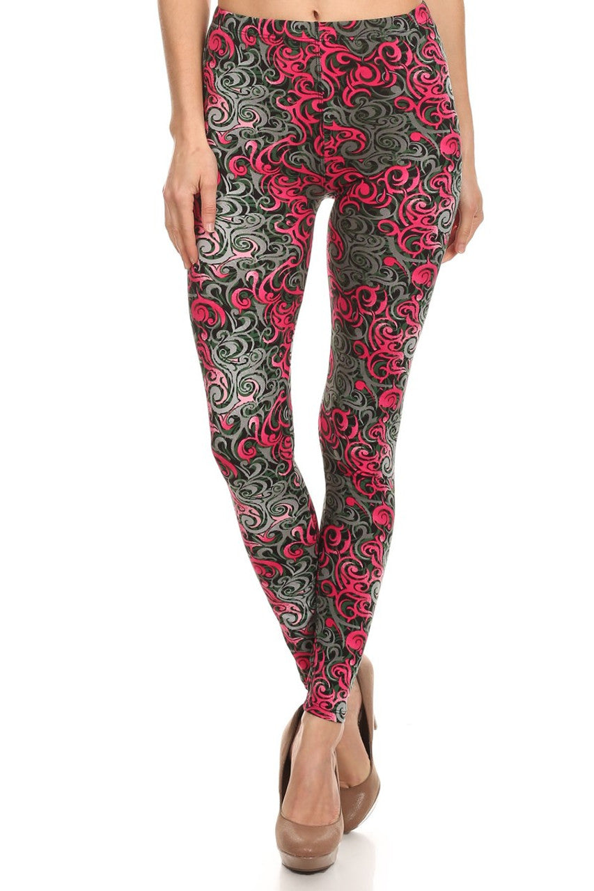 Fuchsia Tangled Swirl Adult Leggings