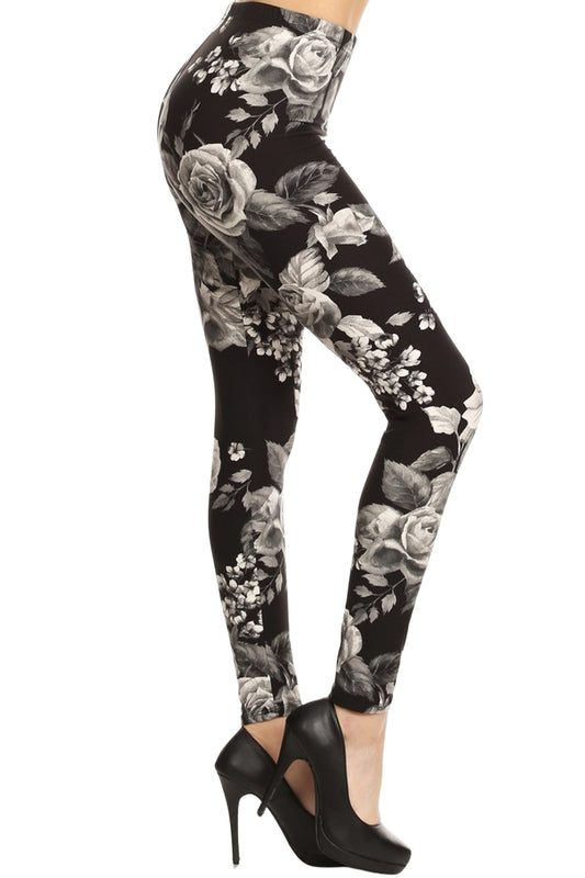 Vintage Black Rose Adult Leggings