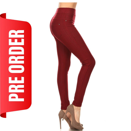 PREORDER Burgundy Extra Stretch Jeggings