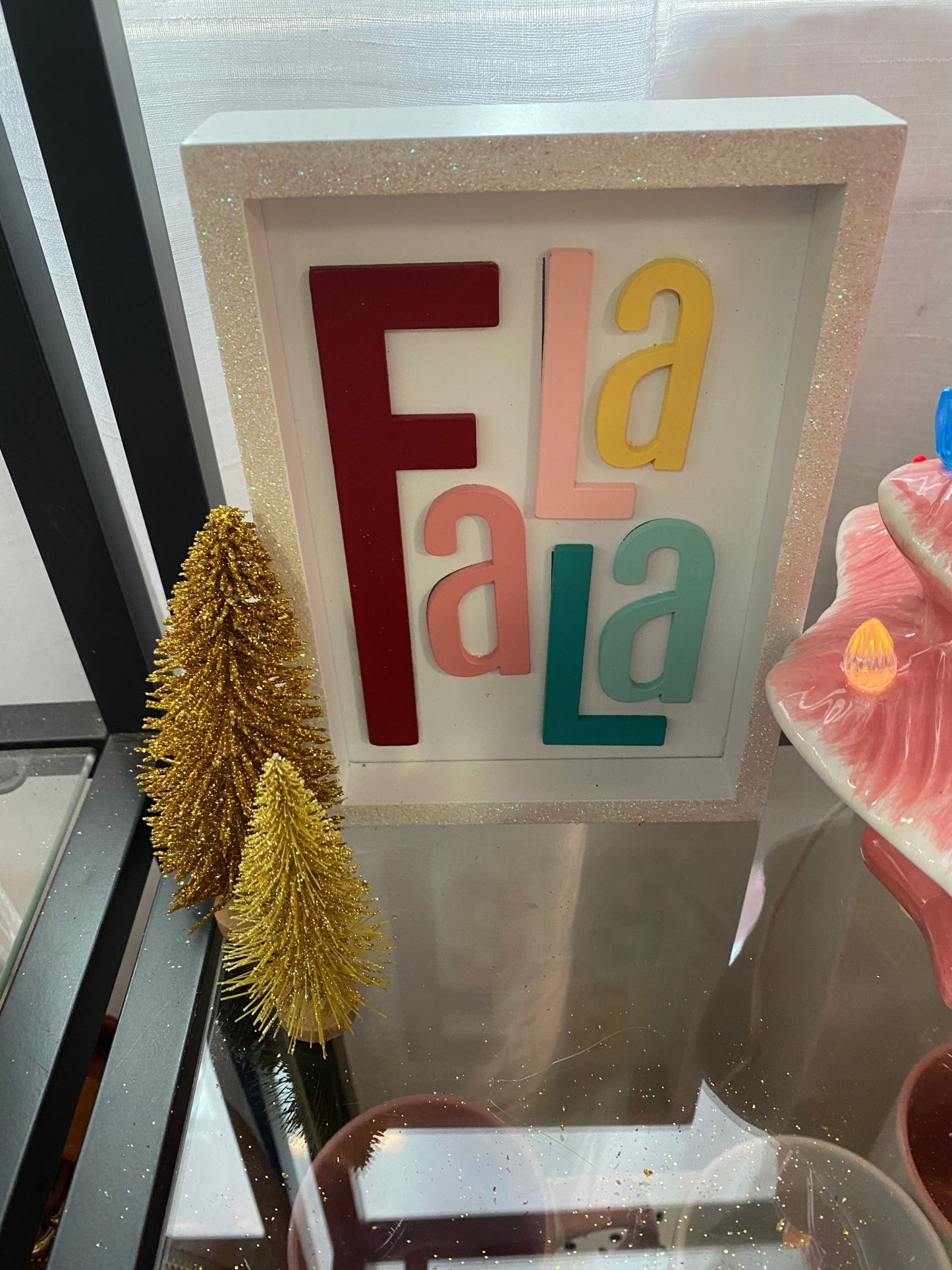 Fa La La Christmas Frame Wood Sign