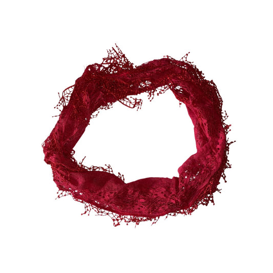 Crimson Red Lace Accent Scarf