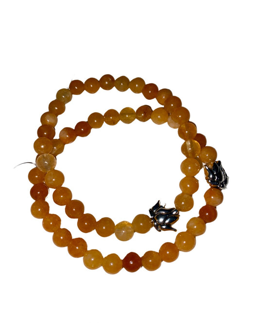 Mandarin Orange Jade Gem Stone Bracelet