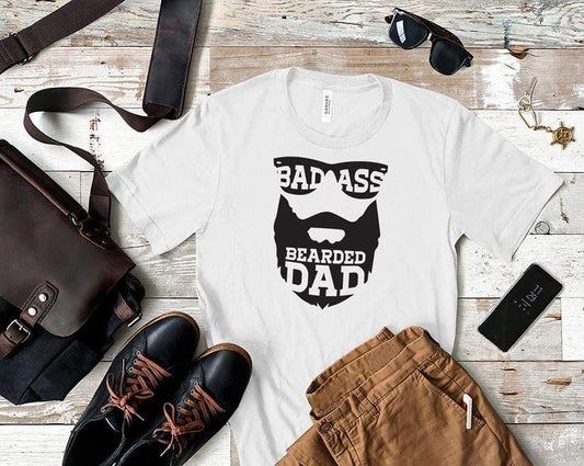 Badass Beard Dad Fathers Day Graphic Tee Shirt