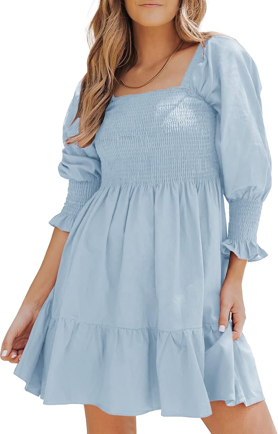 Final Sale Layered Baby Doll Dress Pale Blue