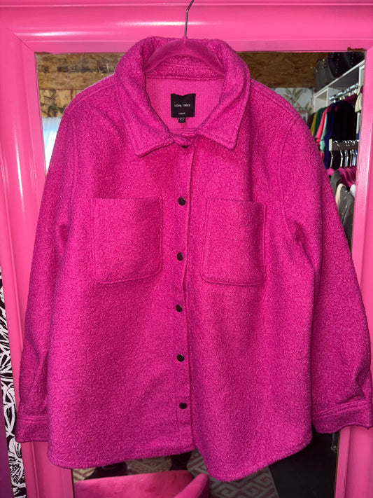 Sherpa Shacket Jacket Mid Weight - Fuchsia Pink
