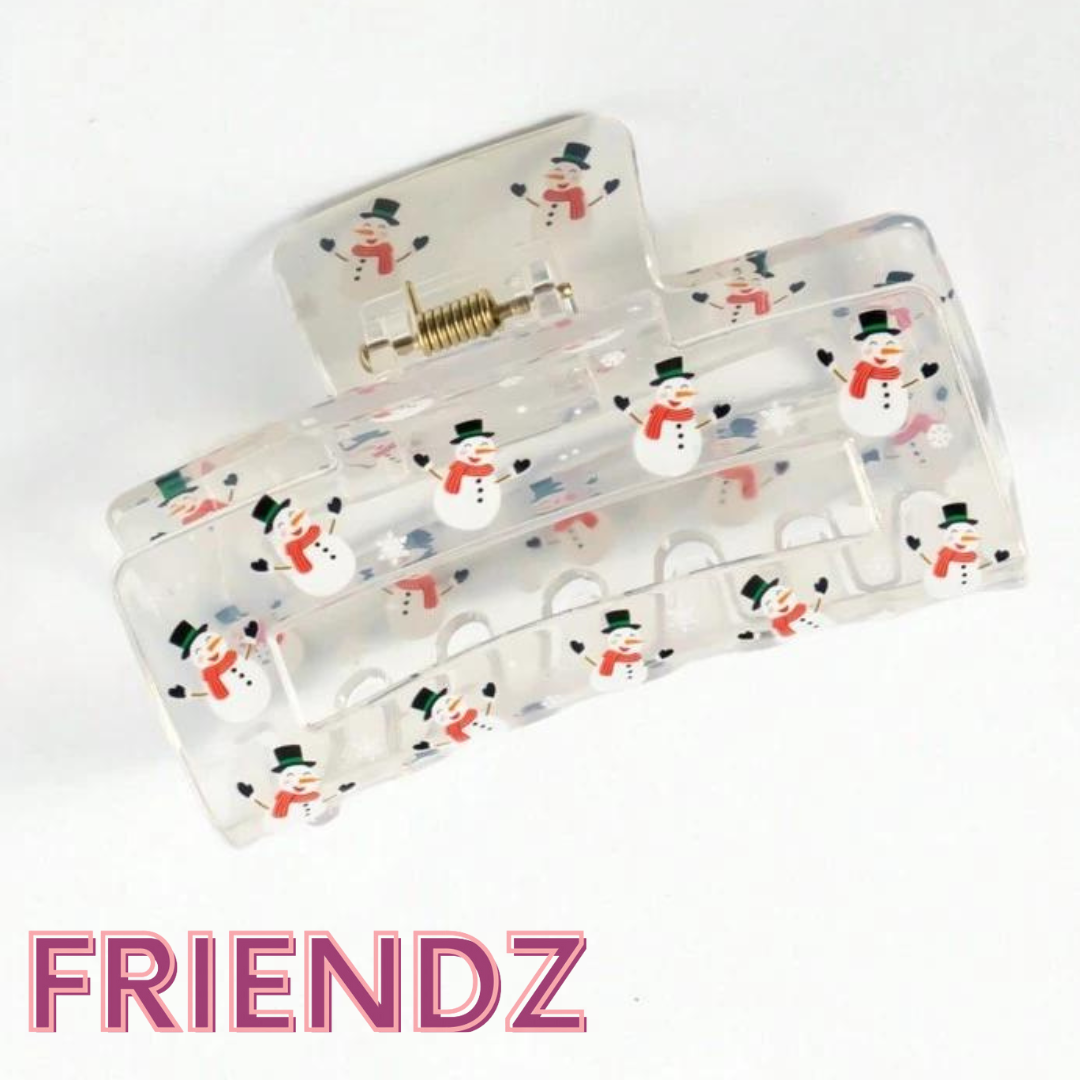 Snowman Print Christmas Hair Claw 