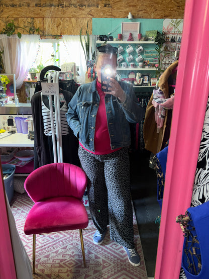 Gray or Brown Leopard Wide Leg pants