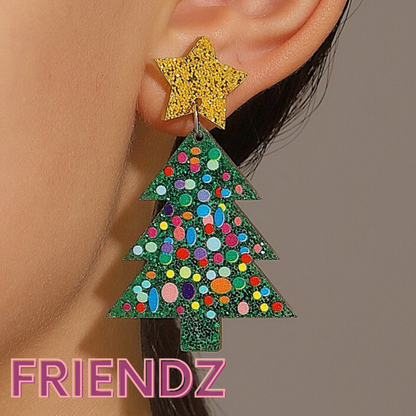 Christmas Tree Earrings Green