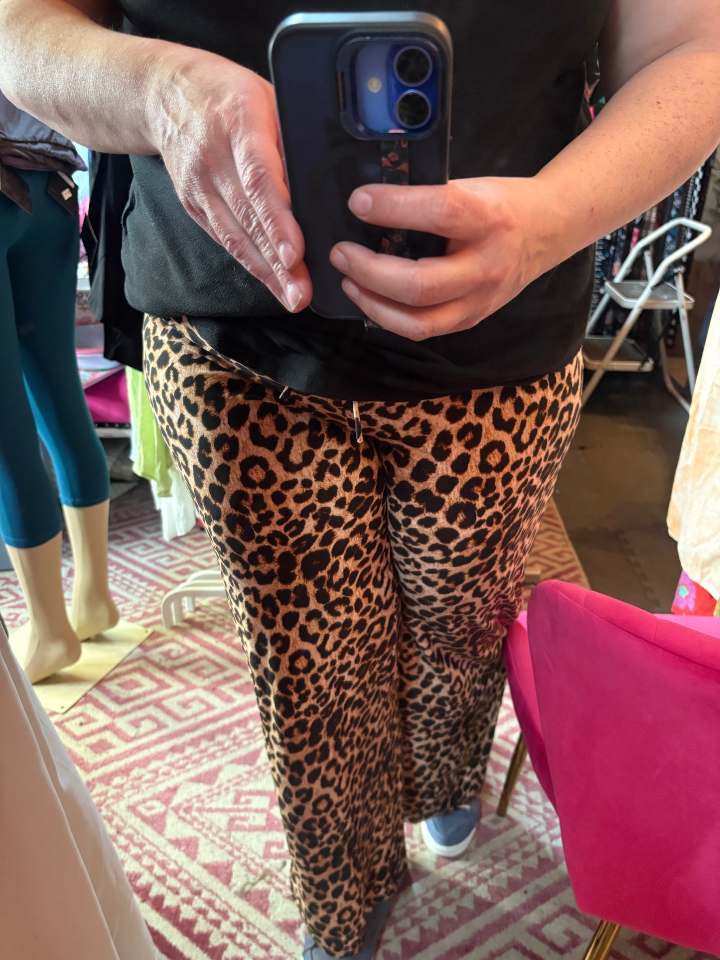 Gray or Brown Leopard Wide Leg pants