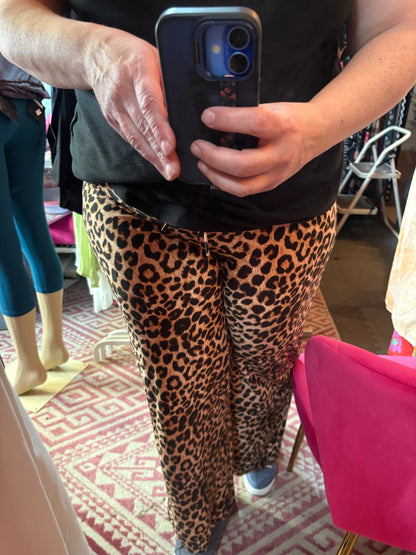 Gray or Brown Leopard Wide Leg pants