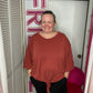 FINAL SALE- 3X Rust Ruffle Knot Plus Top
