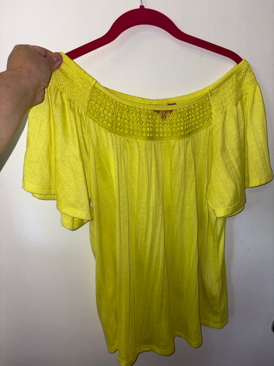 Lime Green Smocked Peasant Top