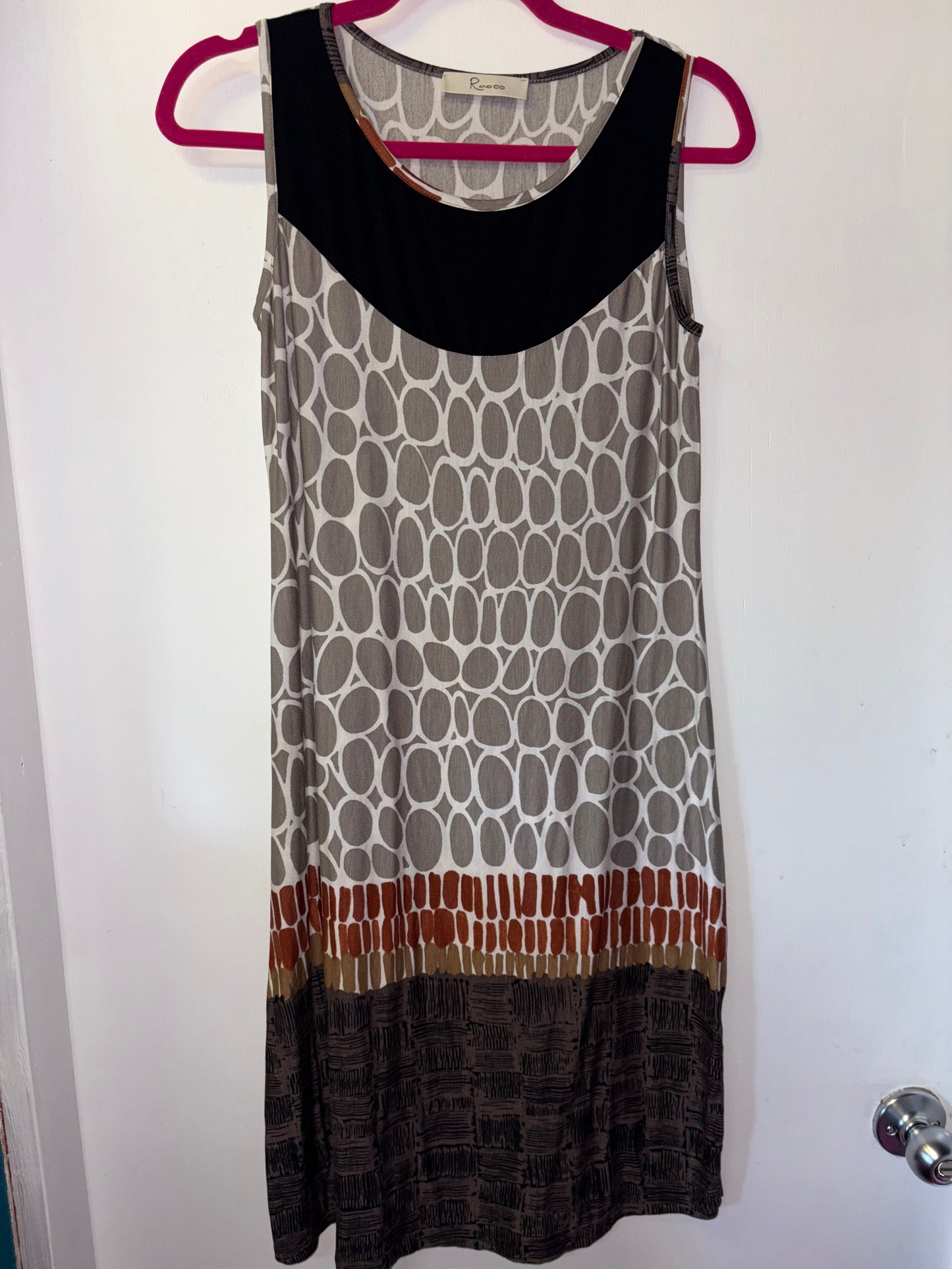 FINAL SALE Tunic Sleeveless Dress Brown Tan Orange Print