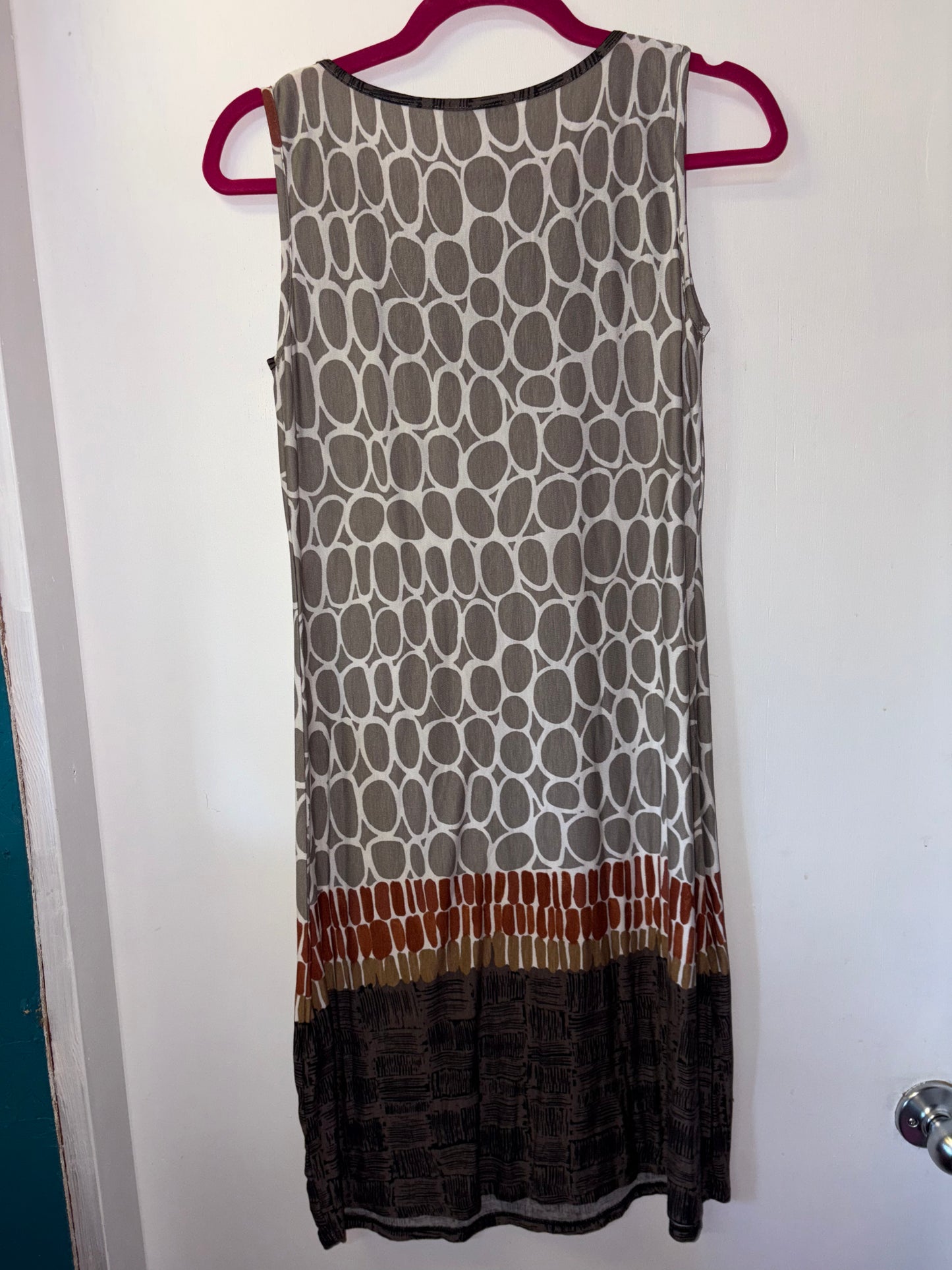 FINAL SALE Tunic Sleeveless Dress Brown Tan Orange Print