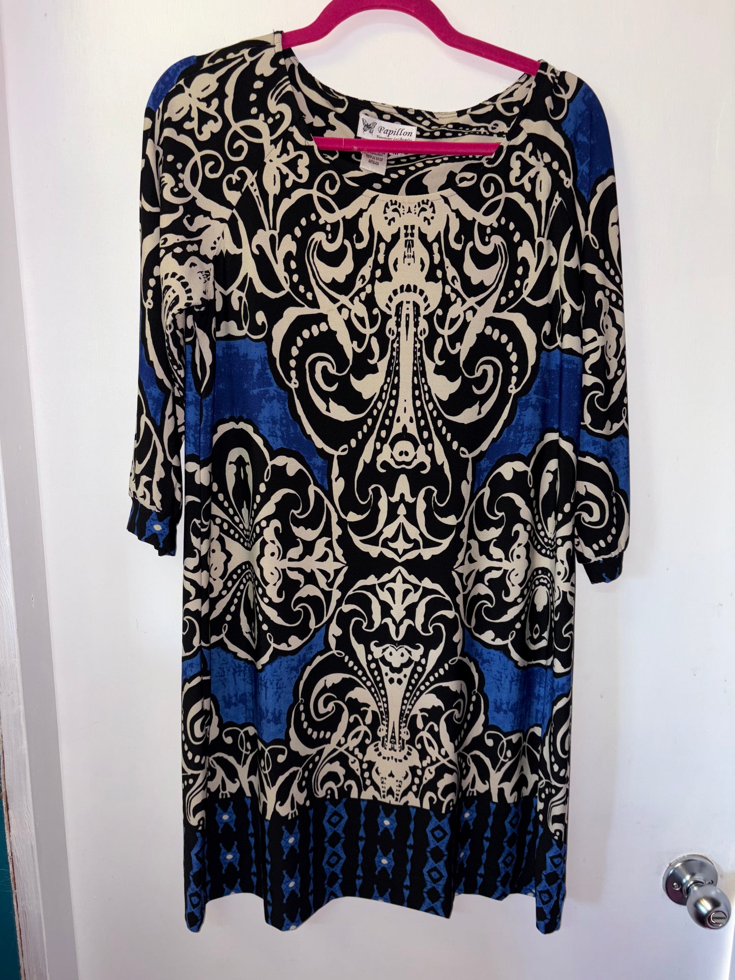 FINAL SALE Papillon Blue Ornate Pullover Dress