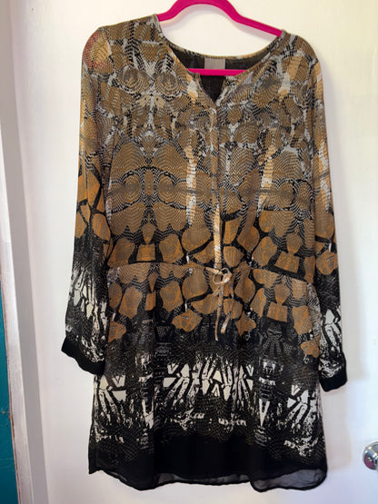 FINAL SALE Vero Moda Day Dress Black & Brown Abstract Print