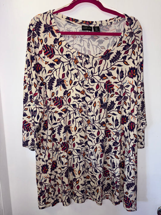 FINAL SALE Rachel Zoe Tunic Floral Dress Top 3/4 Sleeve