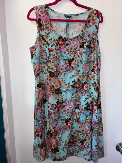FINAL SALE Blue Sky Rose Pink Dress with Tie Up Back