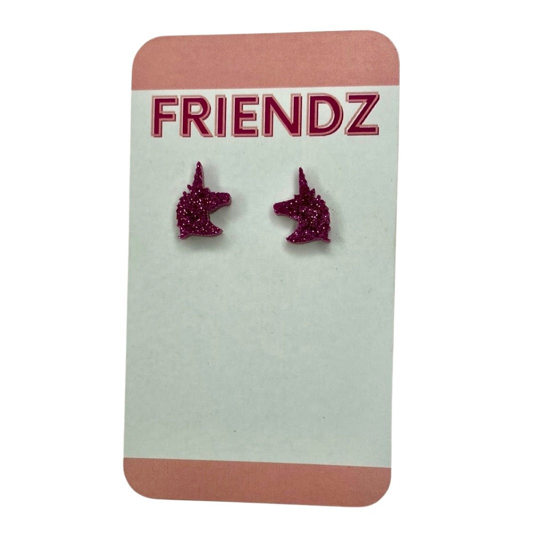 Unicorn Sparkly Pink Stud Earrings