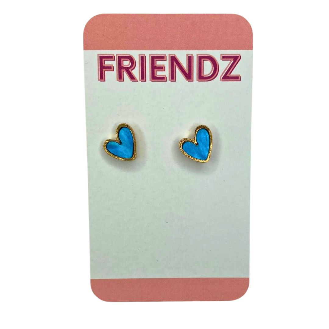 Navy Gold Heart Earrings Studs