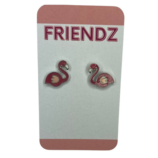 Pink Flamingo Silver 925 Post Earrings