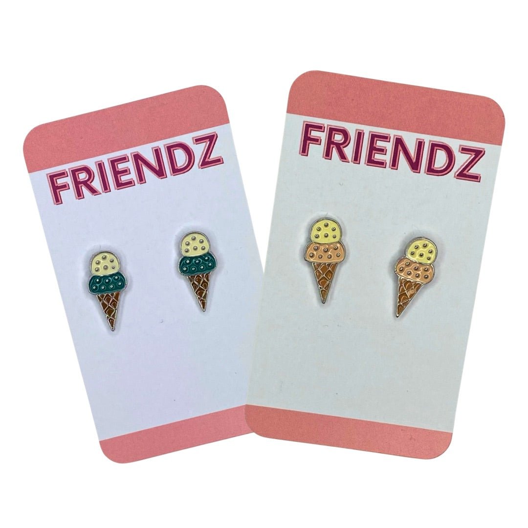 Ice Cream Cone Silver 925  Post Earrings