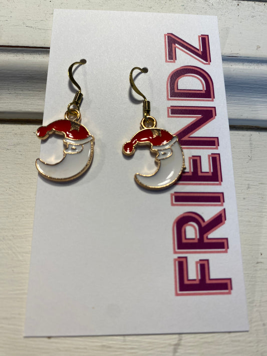 Santa Christmas Moon Earrings