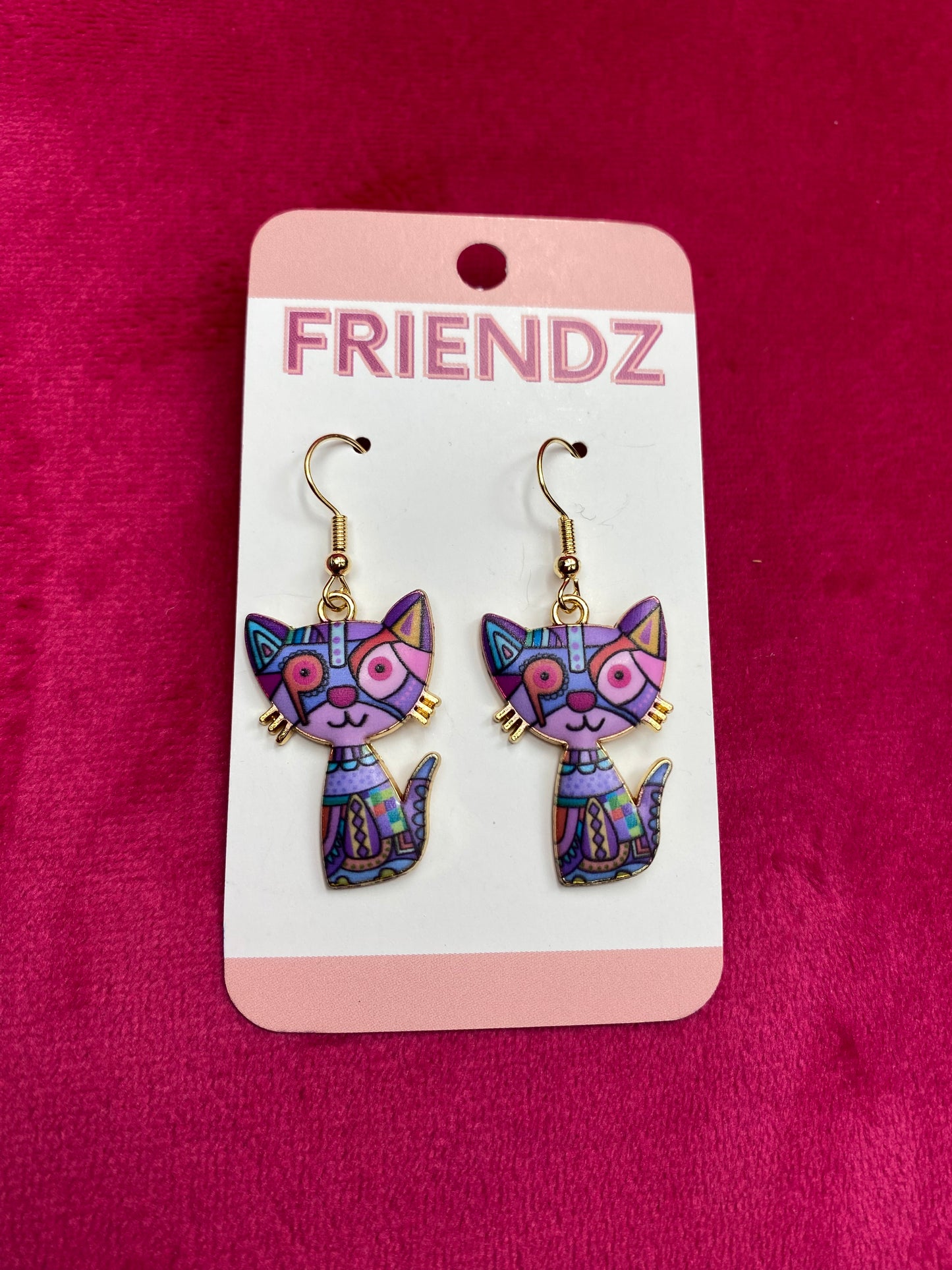 Picasso Kitty Cat Print Earrings