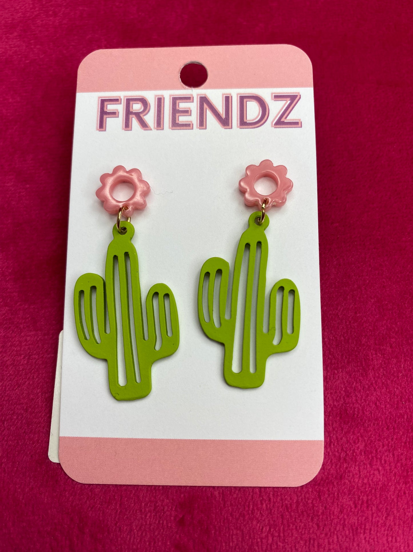 Pink Daisy Cactus Earrings