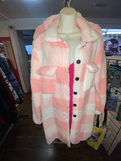 Buffalo Pink Plaid Sherpa Shacket Jacket