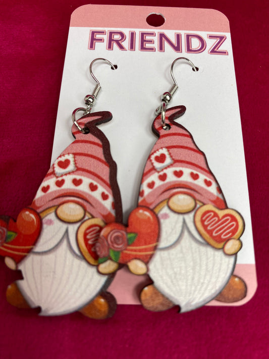 FINAL SALE Valentine Heart Gnome Earrings