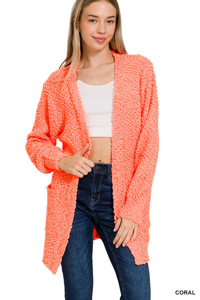 Orange top popcorn cardigan