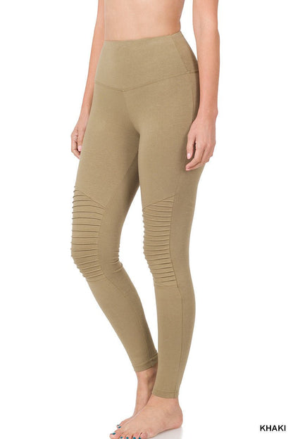 FINAL SALE Khaki Moto Yoga Band Style Jean Jegging