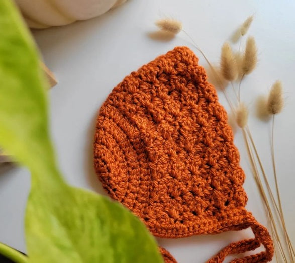 Orange Handmade Crochet Baby Bonneit
