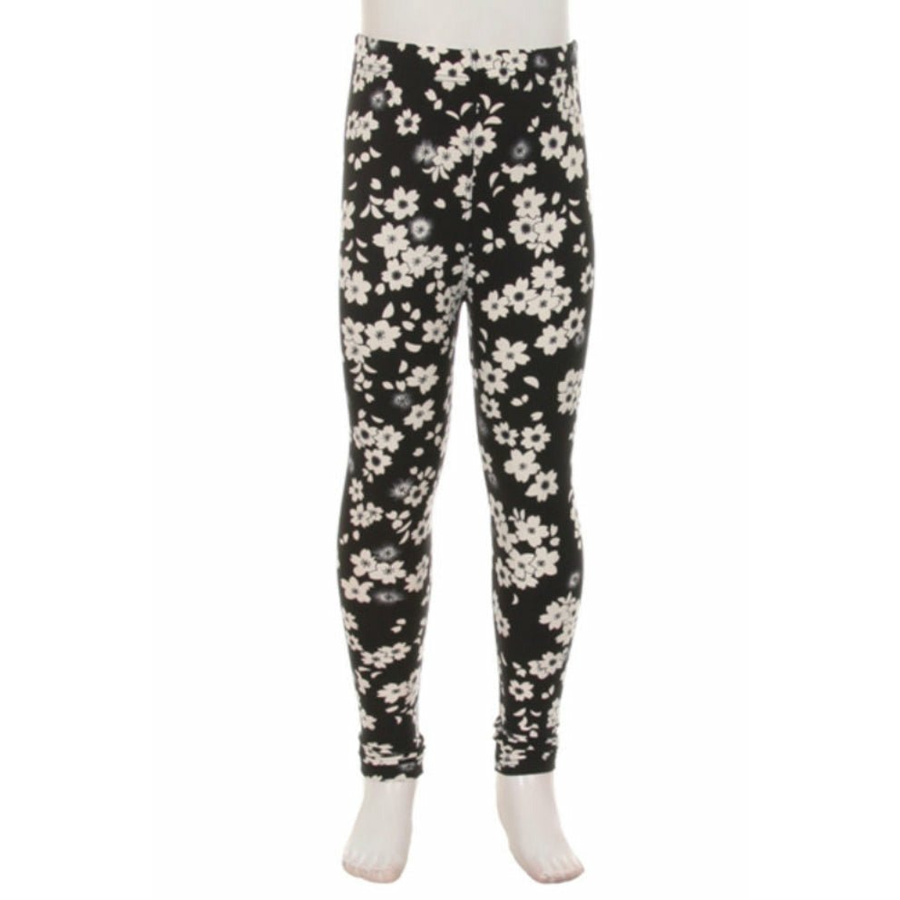 Legging à fleurs noir et blanc pour enfant