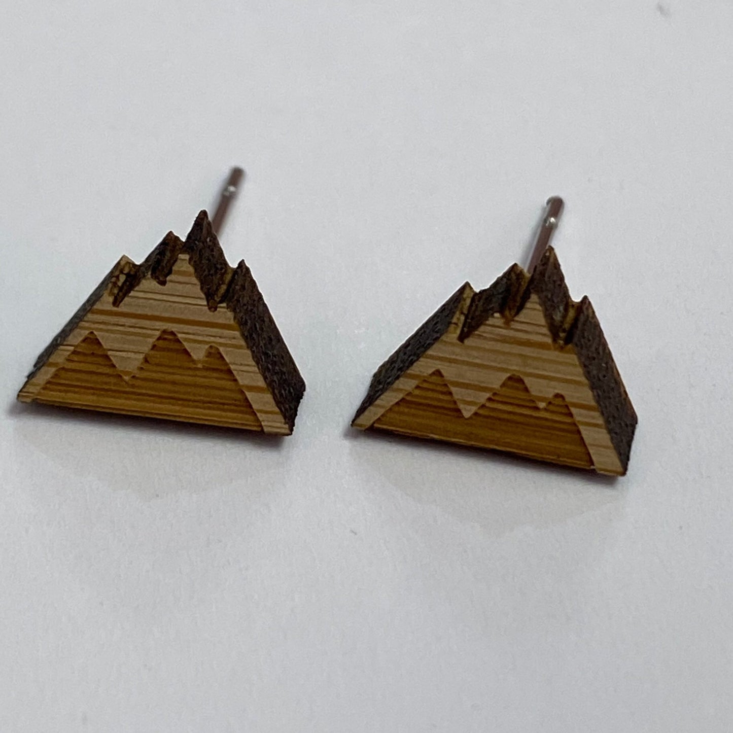 Mountain Wood Stud Earrings