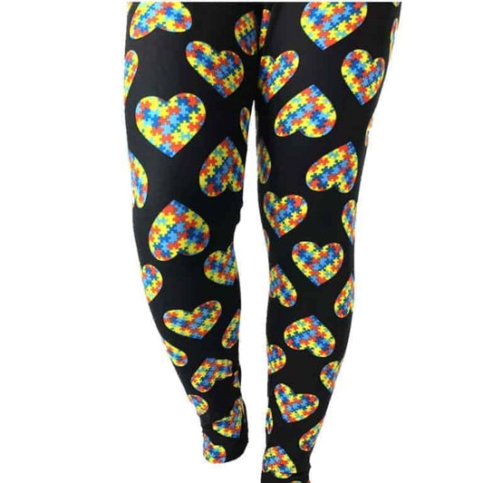 Autism awareness puzzle hearts adult regular leggings - Friendz Leggings Apparel