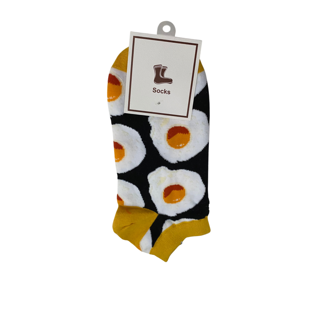 Egg Food Print - No Show Ladies Socks