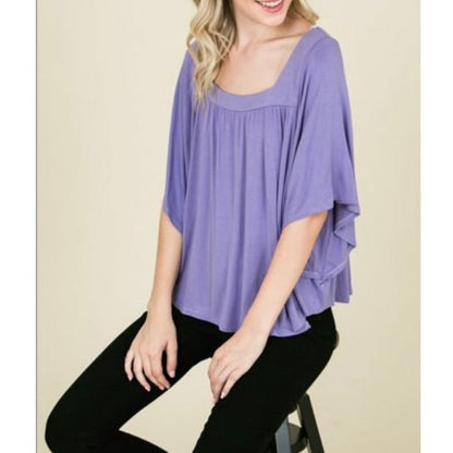 FINAL SALE Solid Poncho Top