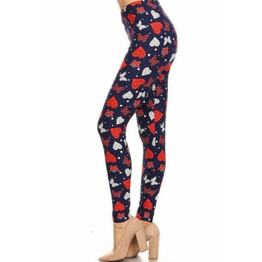 Leggings pour adultes avec motif cœur et papillon