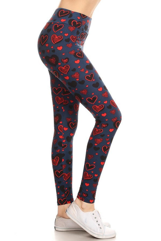 Leggings pour adultes avec cœur rouge marine