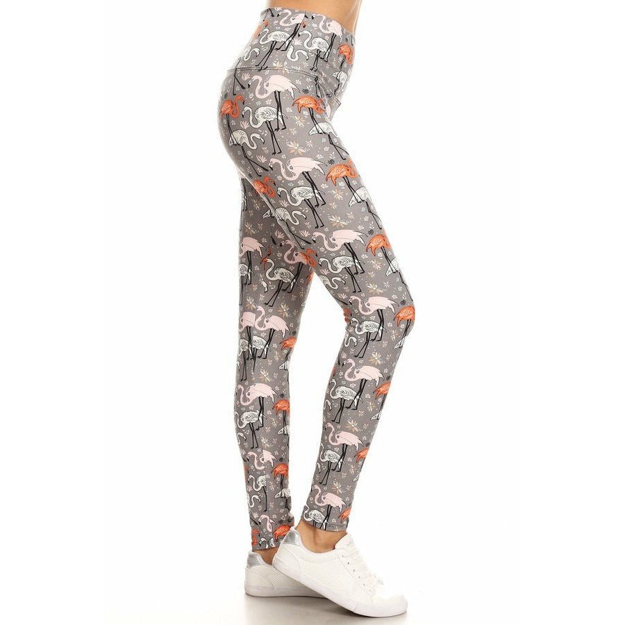 Flamingo Adult Leggings Gray