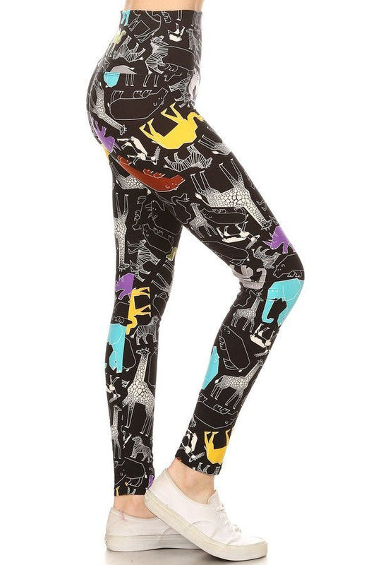 Leggings pour adultes avec motifs d'animaux du zoo