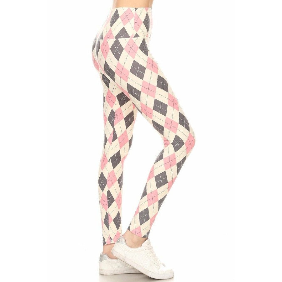 LEGGINGS pour adultes à motif argyle rose