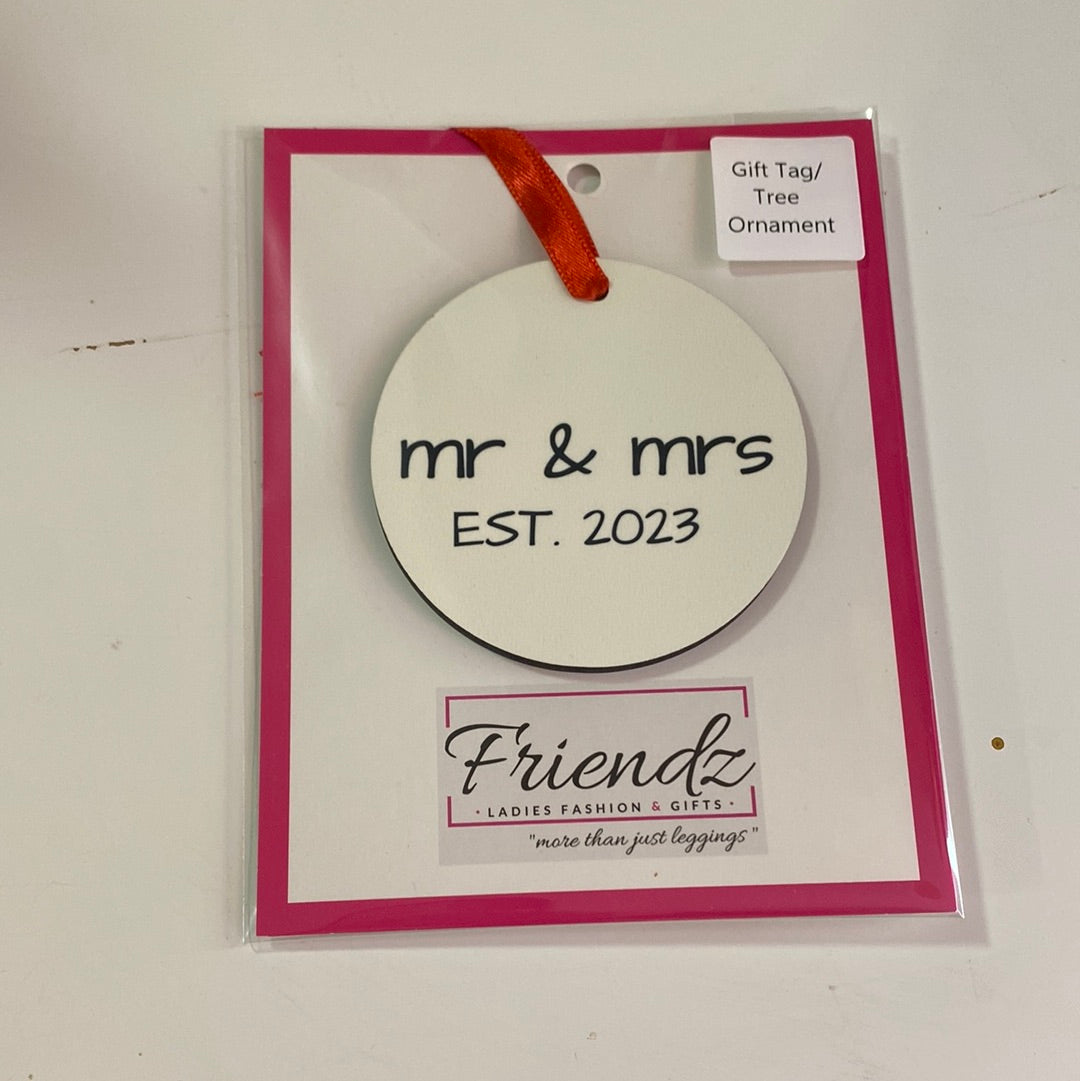 Mr & Mrs  Est. 2023 Tree Hanger/ Gift Tag