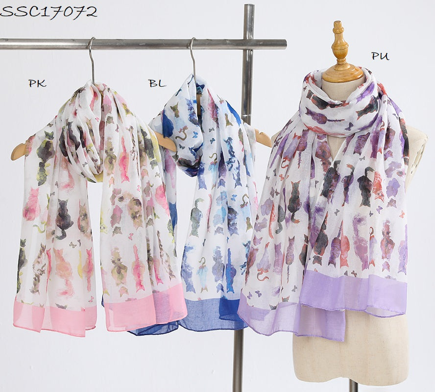 PREORDER Cat Print Ladies Fashion Scarf