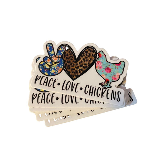 Peace Love Chickens Sticker