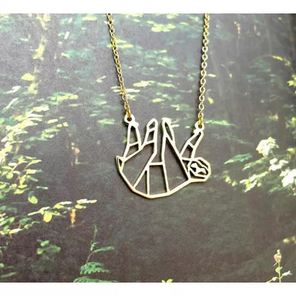Stainless Steal Gold Plated Sloth Necklace