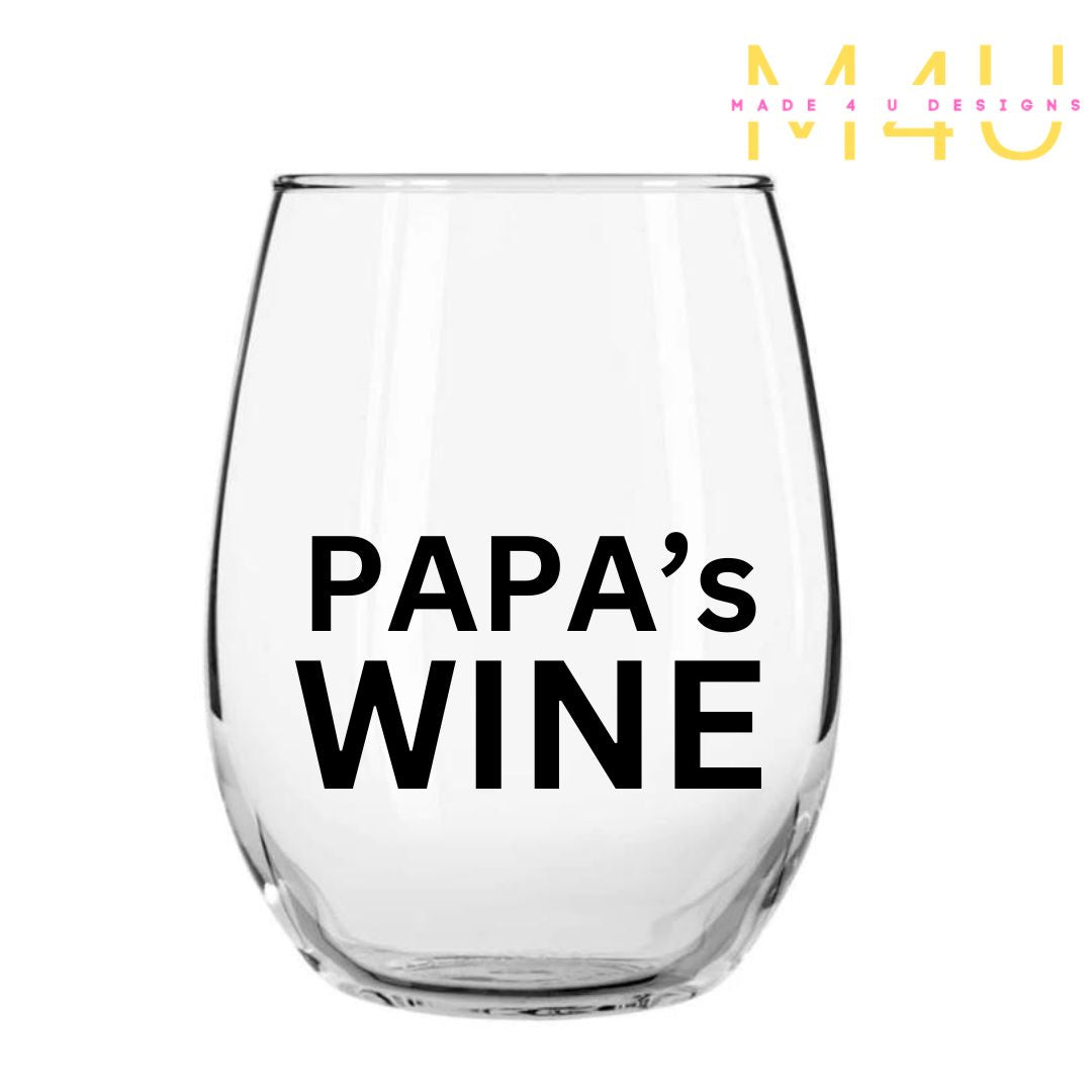 Papa Wine Glass